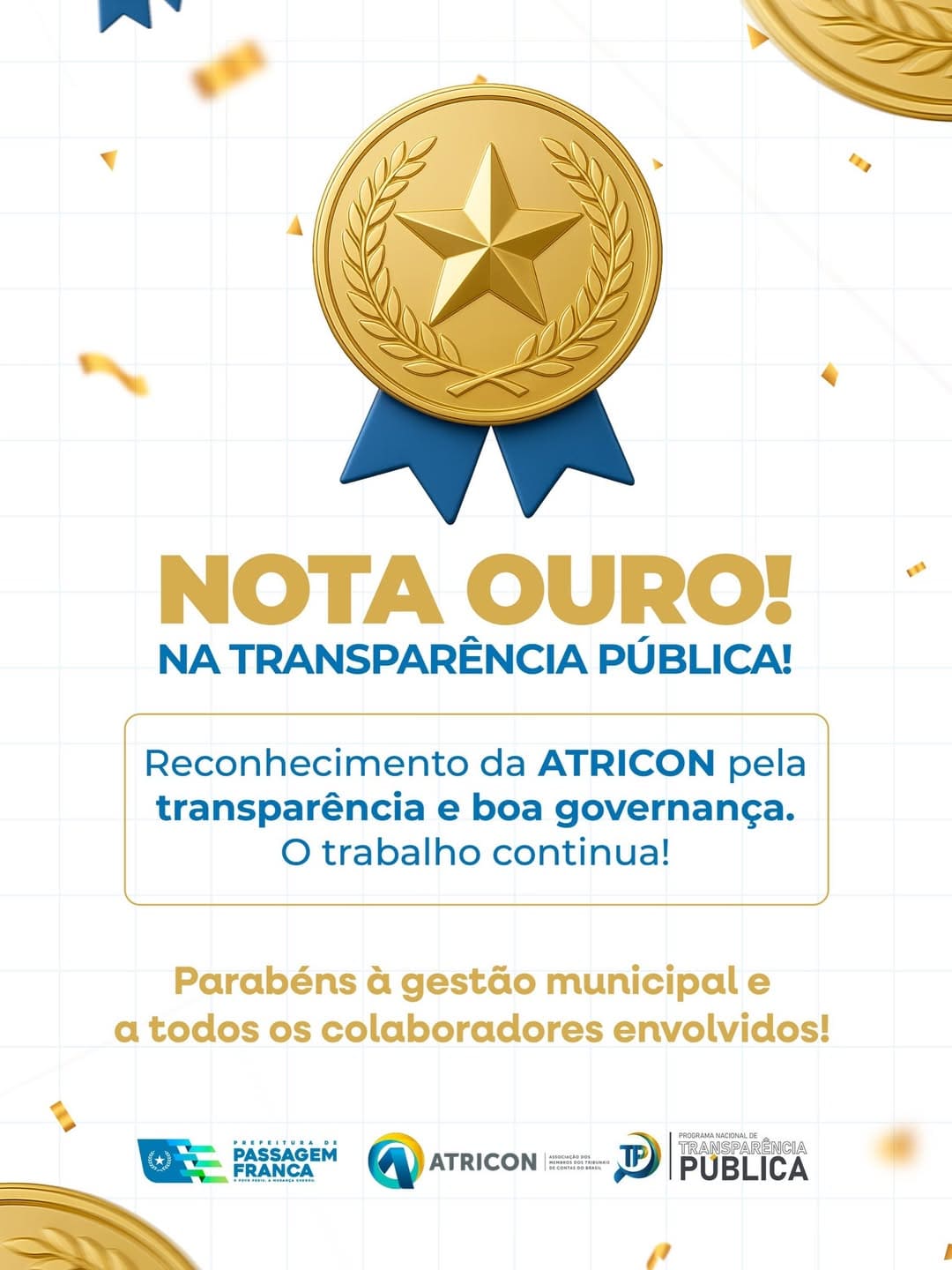 Passagem Franca alcança Nota Ouro no Programa Nacional de Transparência Pública