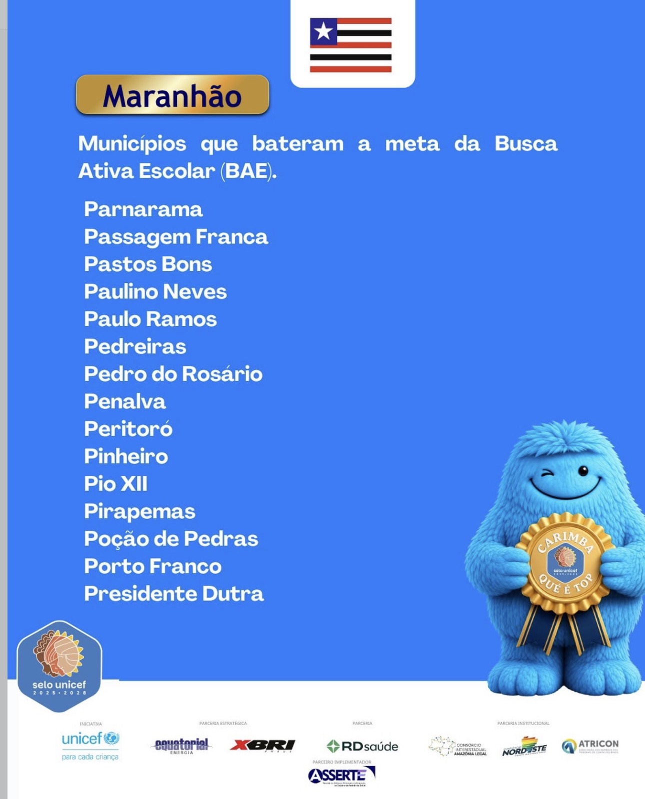 Passagem Franca alcança meta da Busca Ativa Escolar e conquista novo reconhecimento do Selo UNICEF